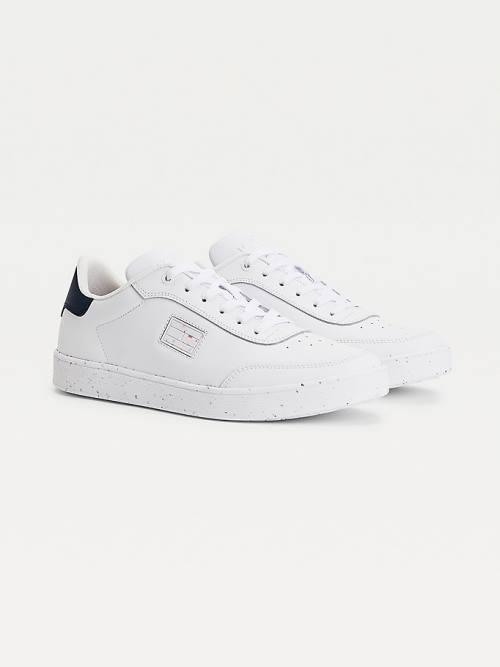 Tommy Hilfiger Deri Speckled Cupsole Spor Ayakkabı Erkek Beyaz | TH318TGH