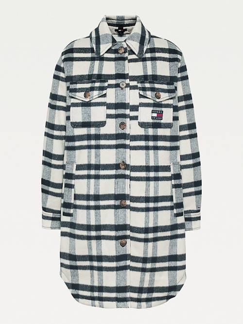 Tommy Hilfiger Diamond Quilted Check Shacket Ceket Kadın Bej Rengi | TH578QUP