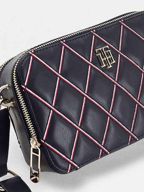 Tommy Hilfiger Diamond Quilted Monogram Camera Çanta Kadın Mavi | TH045LZI