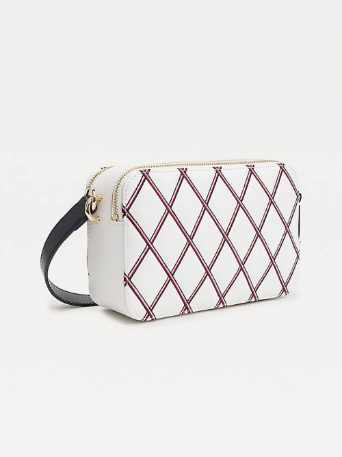 Tommy Hilfiger Diamond Quilted Monogram Camera Çanta Kadın Beyaz | TH908XSM