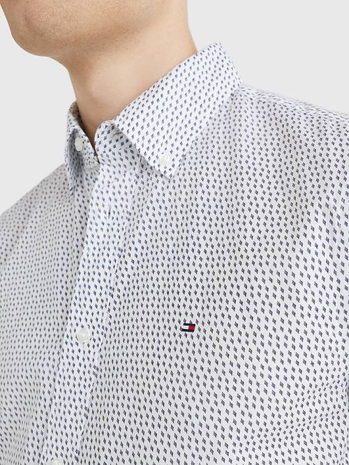 Tommy Hilfiger Dot Regular Fit Kısa Sleeve Gömlek Erkek Beyaz | TH874NHF