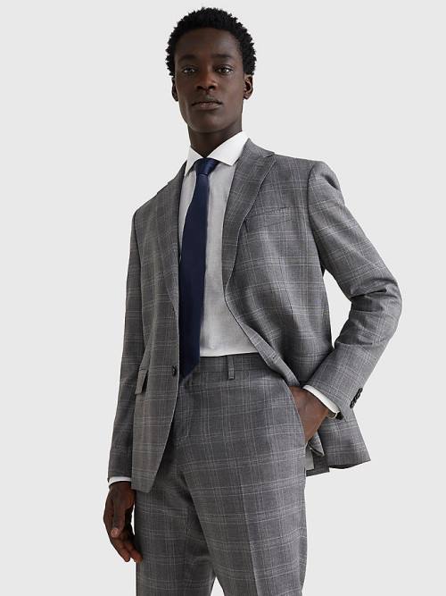 Tommy Hilfiger Dotted Check Blazer Erkek Gri | TH142WNG