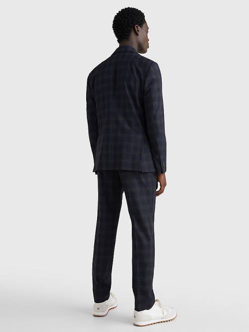 Tommy Hilfiger Dotted Check Slim Fit Blazer Erkek Mavi | TH268UHS