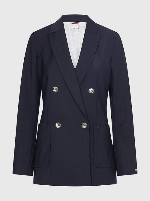 Tommy Hilfiger Double Breasted Blazer Kadın Mavi | TH628NKM