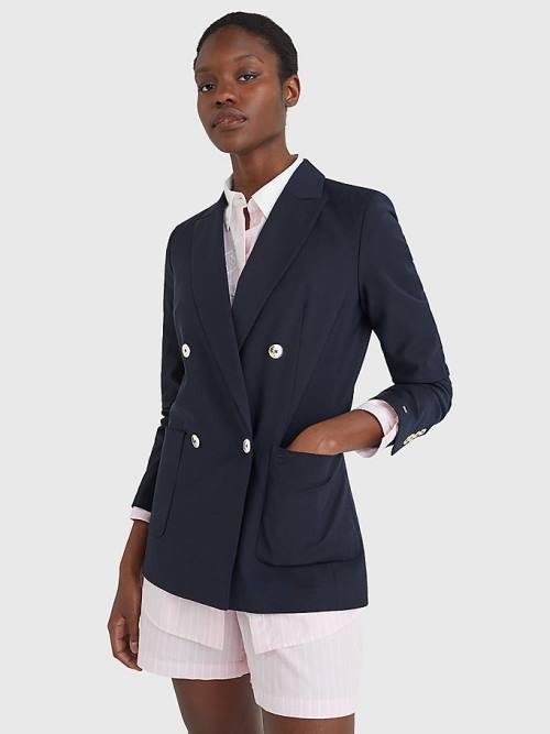 Tommy Hilfiger Double Breasted Blazer Kadın Mavi | TH628NKM