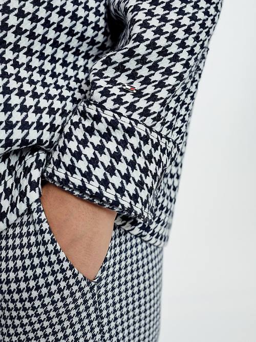 Tommy Hilfiger Double Breasted Houndstooth Virgin Wool Blazer Kadın Mavi | TH206VAU