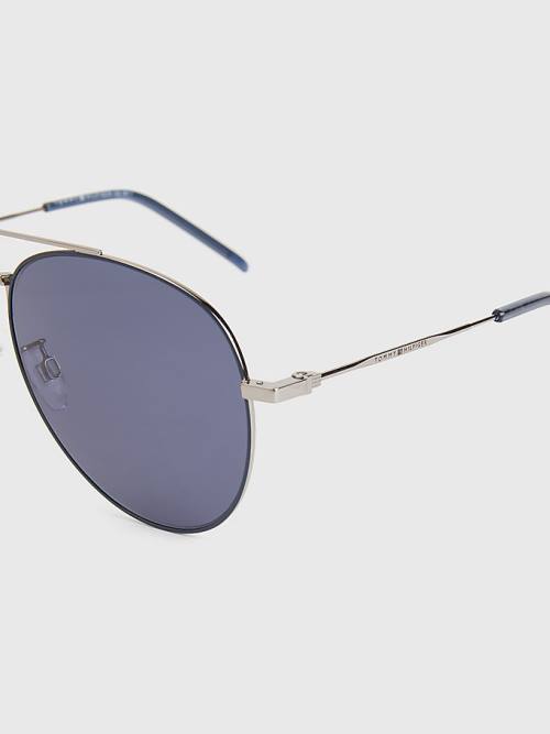 Tommy Hilfiger Double Bridge Aviator Güneş Gözlüğü Erkek Mavi | TH592AOM