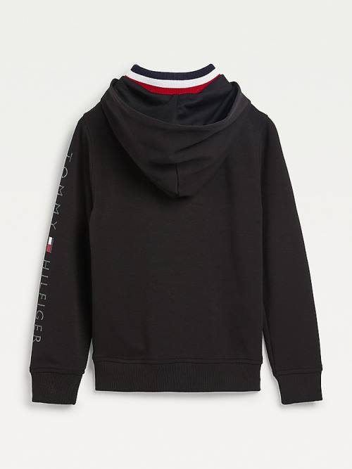 Tommy Hilfiger Double Collar Kapüşonlu Sweatshirt Erkek Çocuk Siyah | TH243NQJ