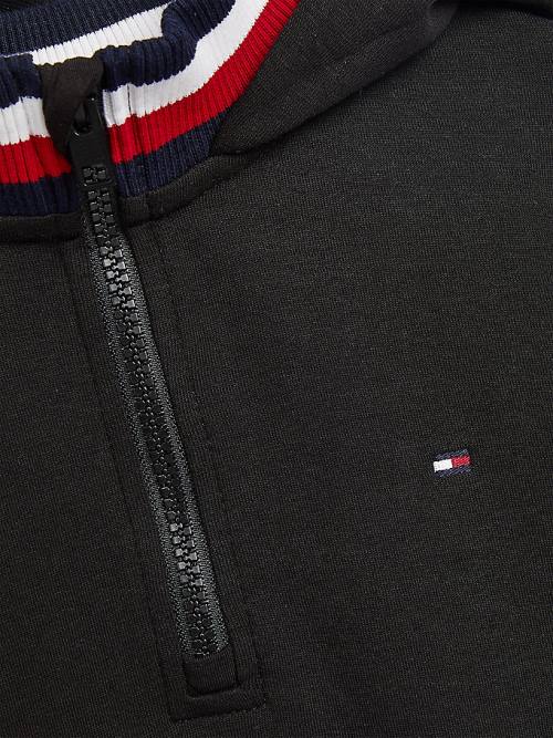 Tommy Hilfiger Double Collar Kapüşonlu Sweatshirt Erkek Çocuk Siyah | TH243NQJ