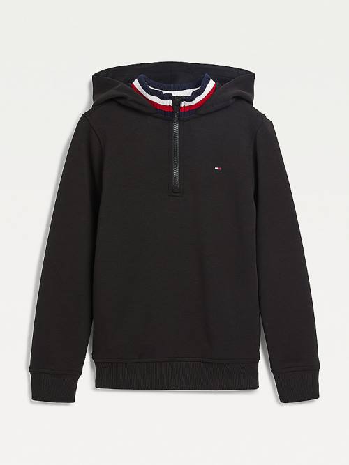 Tommy Hilfiger Double Collar Kapüşonlu Sweatshirt Erkek Çocuk Siyah | TH243NQJ