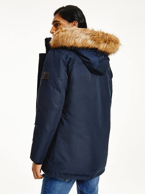 Tommy Hilfiger Down Faux Fur Hood Rockie Parka Kaban Erkek Mavi | TH024THU