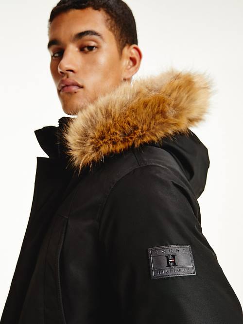 Tommy Hilfiger Down Faux Fur Hood Rockie Parka Kaban Erkek Siyah | TH826AMP