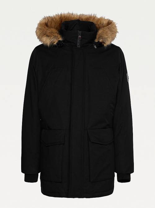 Tommy Hilfiger Down Faux Fur Hood Rockie Parka Kaban Erkek Siyah | TH826AMP