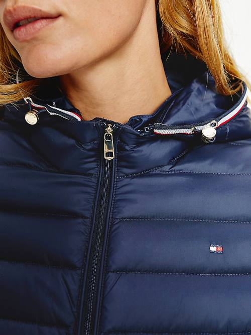 Tommy Hilfiger Down-Filled Kukuletalı Zip-Thru Ceket Kadın Mavi | TH756UKJ