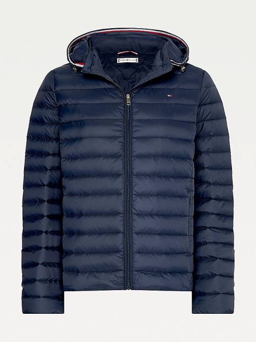 Tommy Hilfiger Down-Filled Kukuletalı Zip-Thru Ceket Kadın Mavi | TH756UKJ