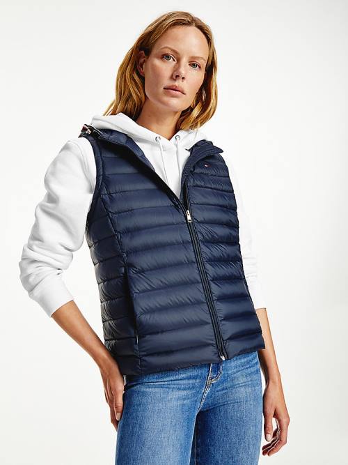 Tommy Hilfiger Down-Filled Quilted Vest Kaban Kadın Mavi | TH502HXK