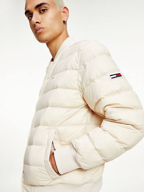 Tommy Hilfiger Down Recycled Quilted Bomber Ceket Erkek Bej Rengi | TH439KFB