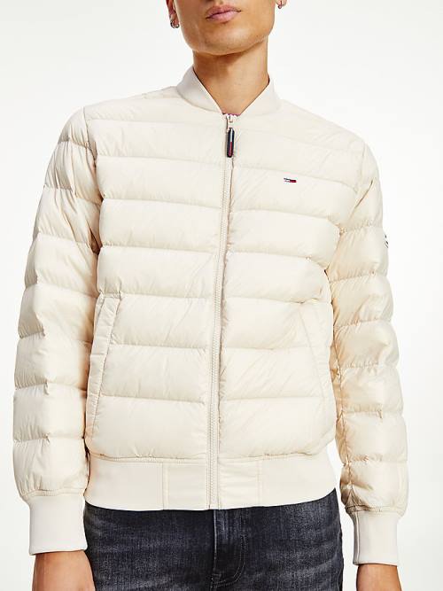 Tommy Hilfiger Down Recycled Quilted Bomber Ceket Erkek Bej Rengi | TH439KFB