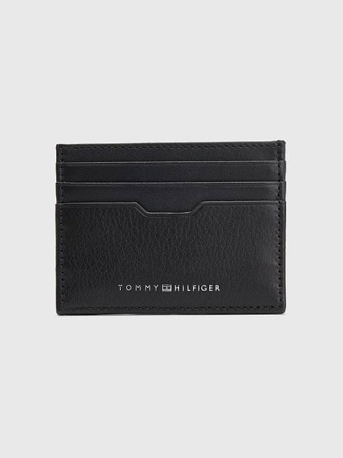 Tommy Hilfiger Downtown Deri Card Holder Cüzdan Erkek Siyah | TH347TQF