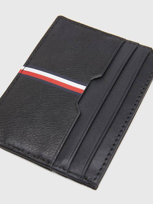 Tommy Hilfiger Downtown Deri Card Holder Cüzdan Erkek Siyah | TH347TQF