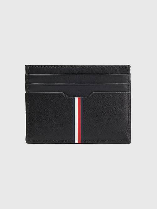 Tommy Hilfiger Downtown Deri Card Holder Cüzdan Erkek Siyah | TH347TQF