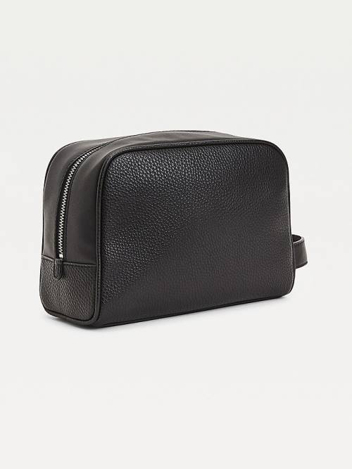 Tommy Hilfiger Downtown Metal Logo Washbag Çanta Erkek Siyah | TH803ZMQ