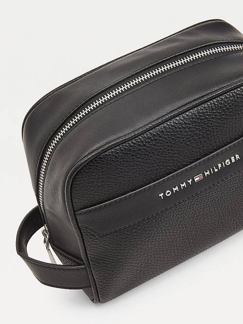 Tommy Hilfiger Downtown Metal Logo Washbag Çanta Erkek Siyah | TH803ZMQ