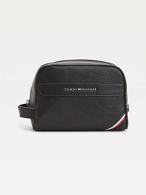 Tommy Hilfiger Downtown Metal Logo Washbag Çanta Erkek Siyah | TH803ZMQ