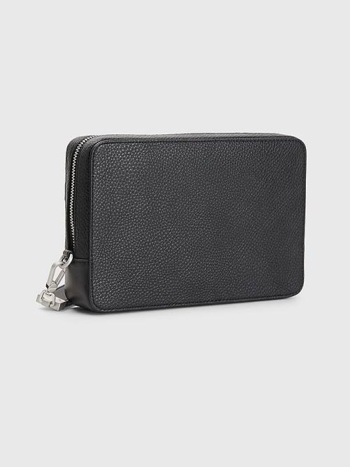 Tommy Hilfiger Downtown Pebble Grain Pouch Çanta Erkek Siyah | TH531HSR