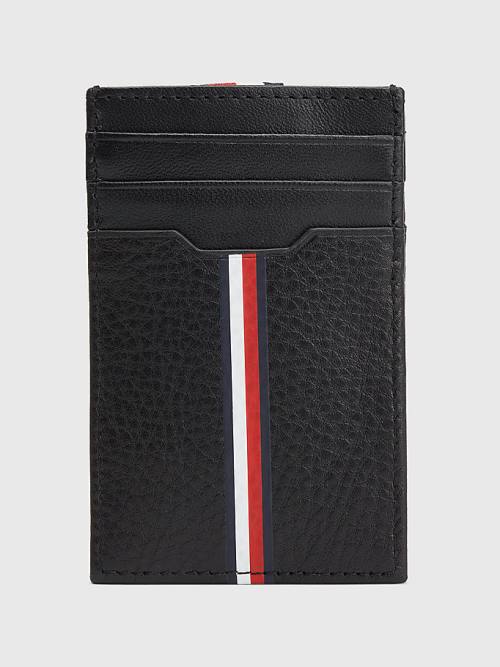 Tommy Hilfiger Downtown Vertical Deri Cardholder Cüzdan Erkek Siyah | TH435DAV