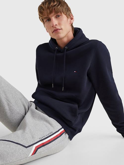 Tommy Hilfiger Drawstring Flag Embroidery Kapüşonlu Sweatshirt Erkek Mavi | TH340APL