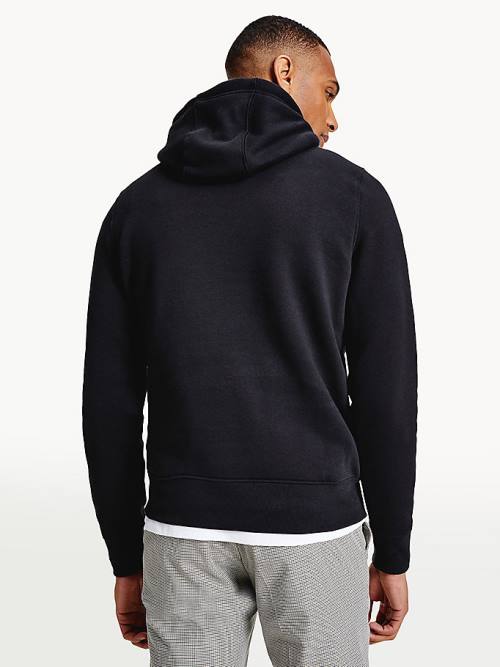 Tommy Hilfiger Drawstring Flag Embroidery Kapüşonlu Sweatshirt Erkek Siyah | TH503JYS