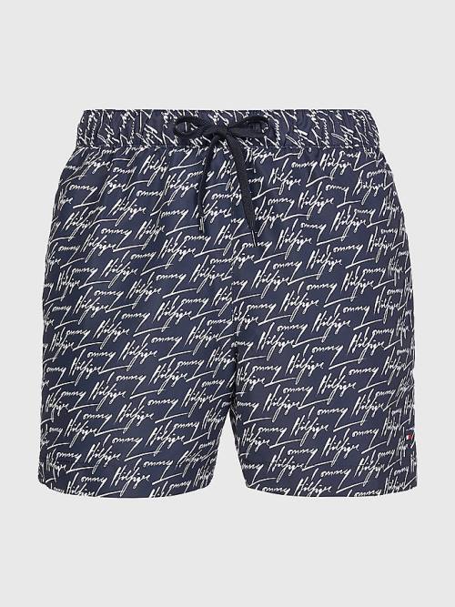 Tommy Hilfiger Drawstring Mid Cut Cut Cut Length Shorts Mayo Erkek Mavi | TH035ZCE