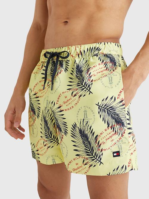 Tommy Hilfiger Drawstring Mid Cut Cut Cut Length Shorts Mayo Erkek Sarı | TH205YBN