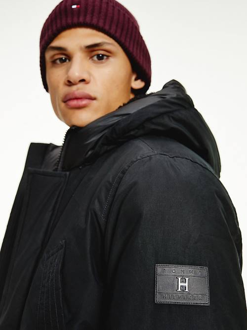 Tommy Hilfiger Dry Wax Filled Rockie Parka Kaban Erkek Siyah | TH762GAD