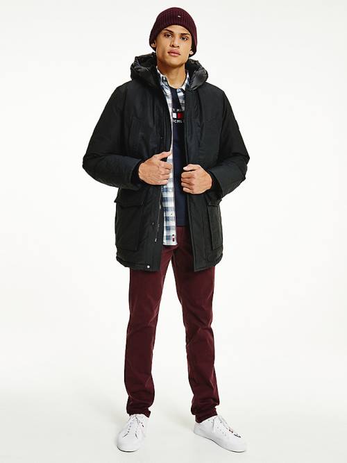 Tommy Hilfiger Dry Wax Filled Rockie Parka Kaban Erkek Siyah | TH762GAD