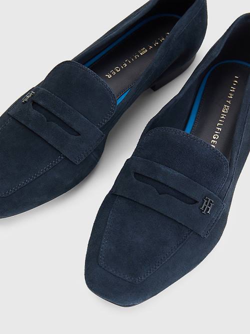 Tommy Hilfiger Düz Süet Loafer Ayakkabı Kadın Mavi | TH302MBK