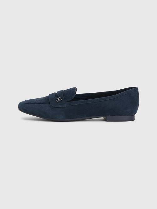 Tommy Hilfiger Düz Süet Loafer Ayakkabı Kadın Mavi | TH302MBK