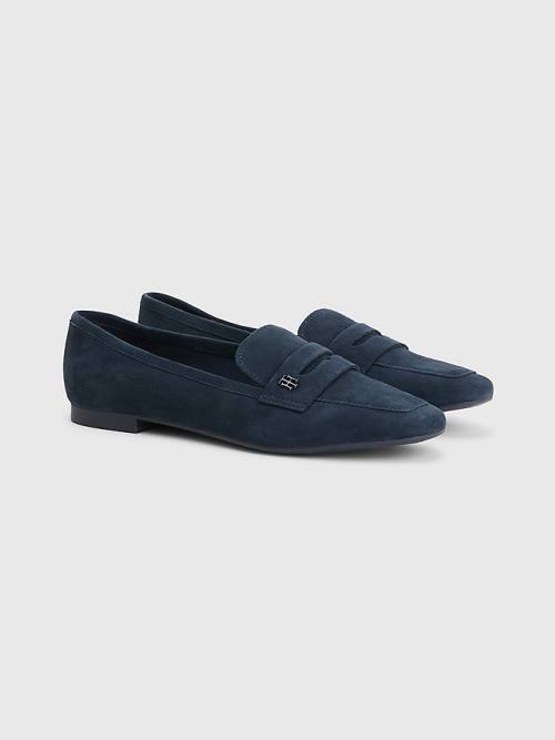 Tommy Hilfiger Düz Süet Loafer Ayakkabı Kadın Mavi | TH302MBK