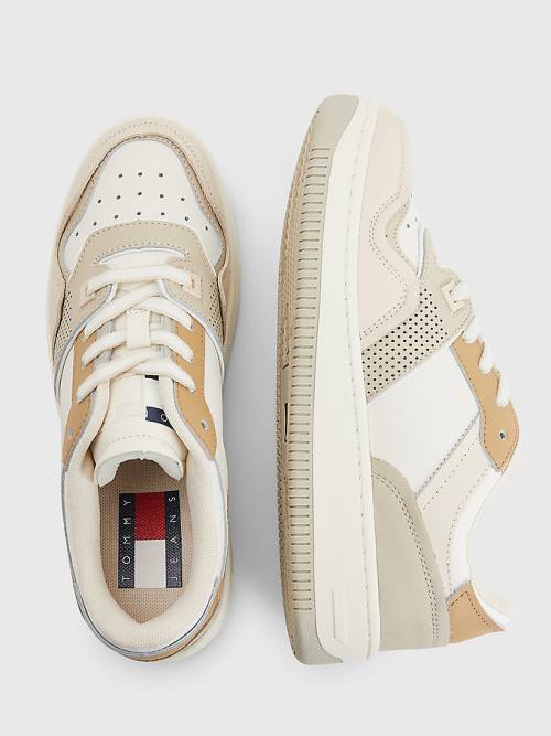 Tommy Hilfiger Elevated Basket Cupsole Spor Ayakkabı Kadın Bej Rengi | TH620EMT