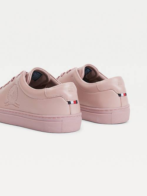 Tommy Hilfiger Elevated Crest Deri Spor Ayakkabı Kadın Pembe | TH103WGX