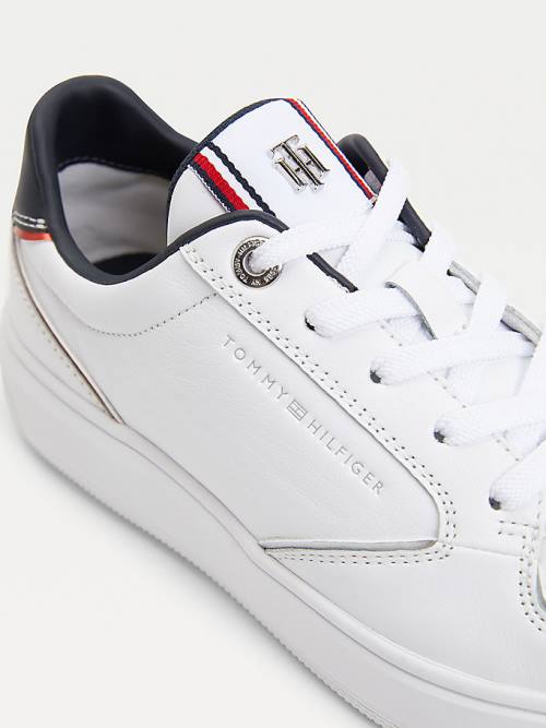 Tommy Hilfiger Elevated Cupsole Deri Spor Ayakkabı Kadın Mavi | TH301QRF