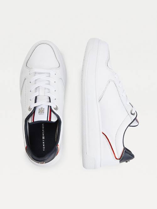 Tommy Hilfiger Elevated Cupsole Deri Spor Ayakkabı Kadın Mavi | TH301QRF