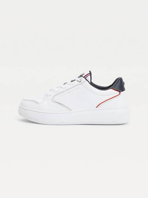 Tommy Hilfiger Elevated Cupsole Deri Spor Ayakkabı Kadın Mavi | TH301QRF