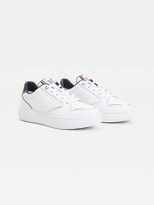 Tommy Hilfiger Elevated Cupsole Deri Spor Ayakkabı Kadın Mavi | TH301QRF