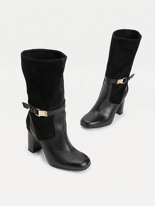 Tommy Hilfiger Elevated Deri High Heel Bot Kadın Siyah | TH765ZMG