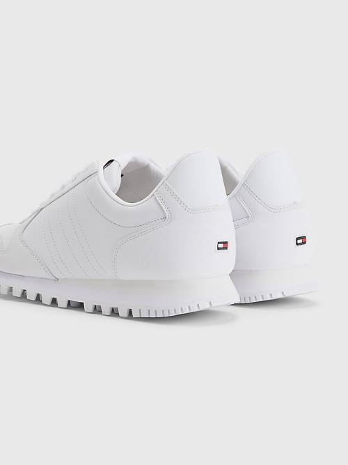 Tommy Hilfiger Elevated Deri Runner Spor Ayakkabı Erkek Beyaz | TH745GQT