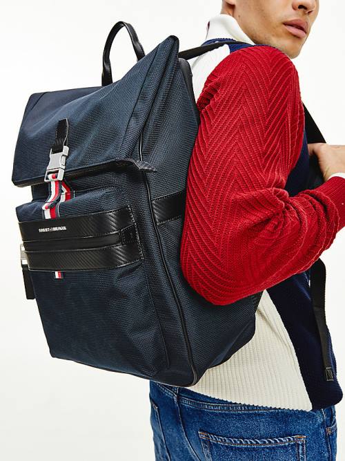 Tommy Hilfiger Elevated Fold-Over Backpack Çanta Erkek Mavi | TH718IYZ