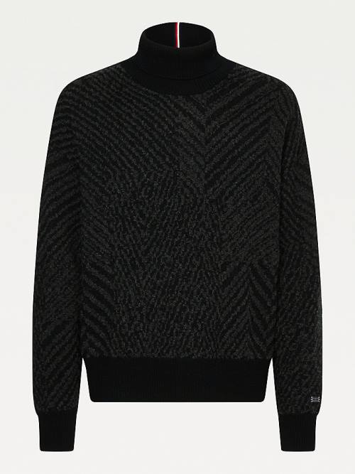 Tommy Hilfiger Elevated Herringbone Roll Neck Jumper Kazak Erkek Gri | TH734CYN