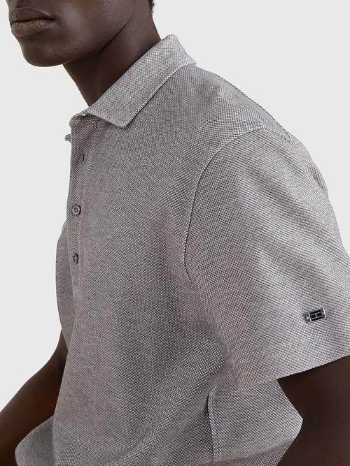 Tommy Hilfiger Elevated Honeycomb Polo Yaka Tişört Erkek Gri | TH460LDG